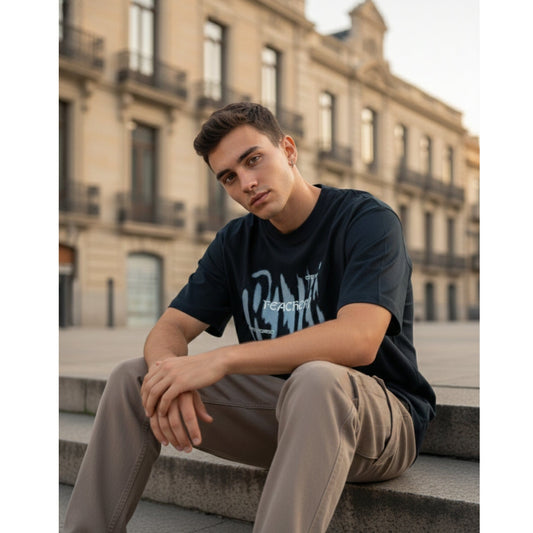 THE MEN THING GRUNGE FADE Oversized T-Shirt - Black