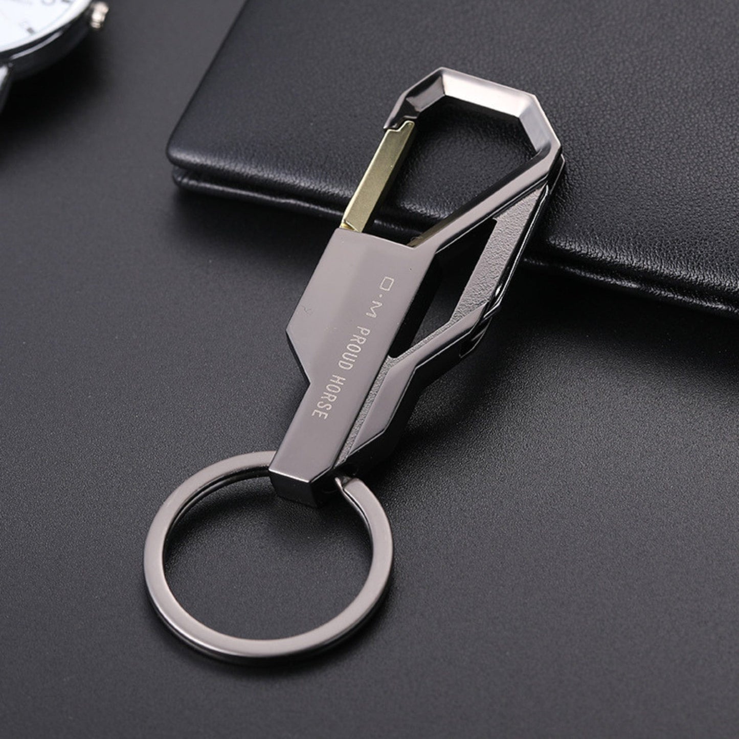 THE MEN THING KeyChains PHANTOM GRIP - GUNMETAL GREY - Stainless Steel Keychain for Men & Boy