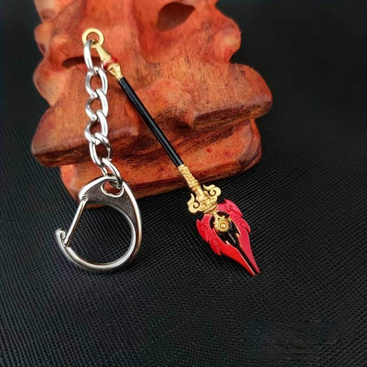 THE MEN THING KeyChains STAFF OF HOMA - Genshin Impact Anime Keychain | Game Xiao Cosplay Alloy Weapon Keychain for Men & Boy