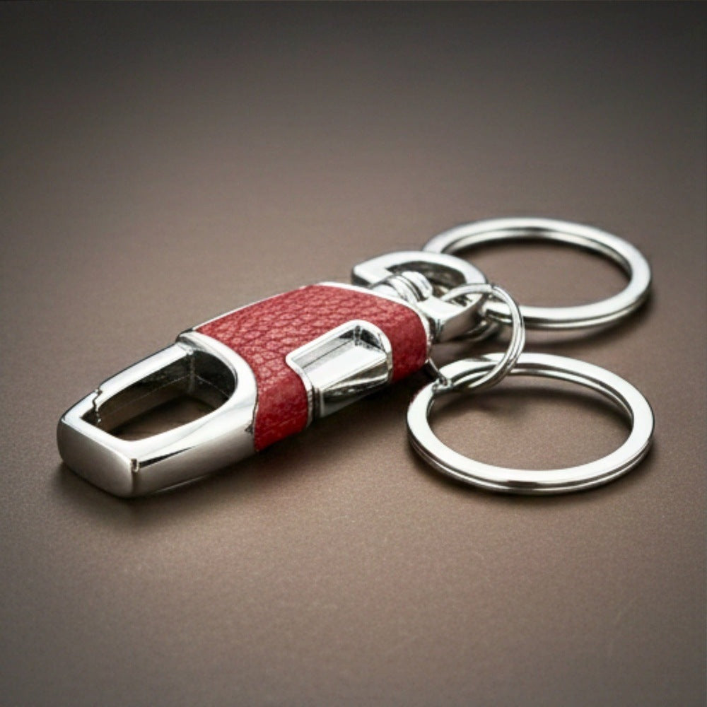 THE MEN THING KeyChains TITAN GRIP LEATHER - RED - Stainless Steel Keychain for Men & Boy