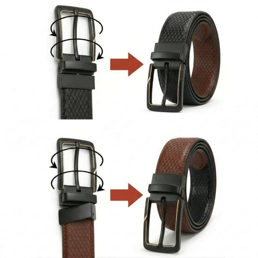 THE MEN THING Leather Belts AURETOR BROWN - Premium Genuine Leather Reversible Belt for Men & Boys | Durable & Stylish for Everyday Wear
