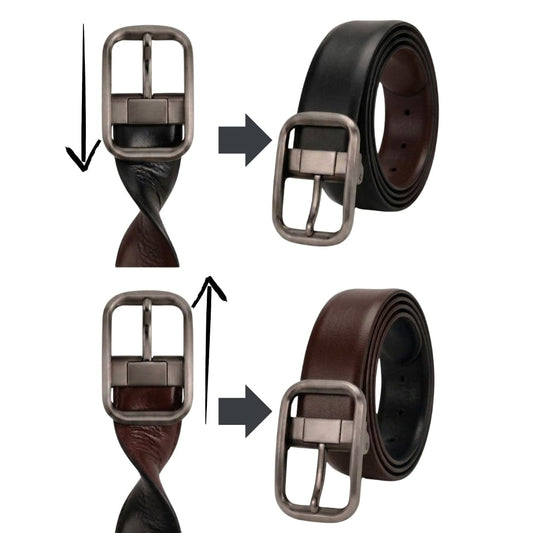 THE MEN THING Leather Belts BLAVOR BLACK - Premium Genuine Leather Reversible Belt for Men & Boys | Durable & Stylish for Everyday Wear