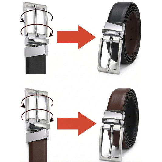 THE MEN THING Leather Belts CLASSOR BLACK - Premium Genuine Leather Reversible Belt for Men & Boys | Durable & Stylish for Everyday Wear