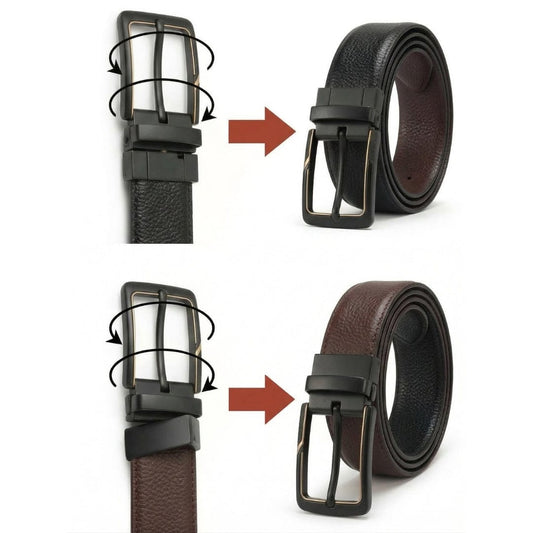 THE MEN THING Leather Belts DORVEX BROWN - Premium Genuine Leather Reversible Belt for Men & Boys | Durable & Stylish for Everyday Wear