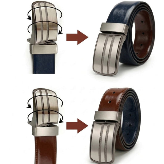 THE MEN THING Leather Belts DUALOCEAN BLUE - Premium Genuine Leather Reversible Belt for Men & Boys | Durable & Stylish for Everyday Wear