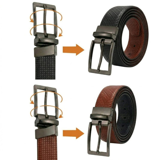 THE MEN THING Leather Belts GRIDON BROWN - Premium Genuine Leather Reversible Belt for Men & Boys | Durable & Stylish for Everyday Wear