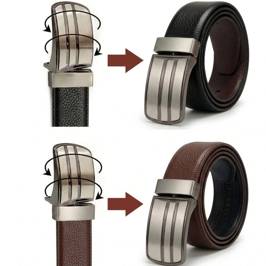 THE MEN THING Leather Belts IMPERON BROWN - Premium Genuine Leather Reversible Belt for Men & Boys | Durable & Stylish for Everyday Wear