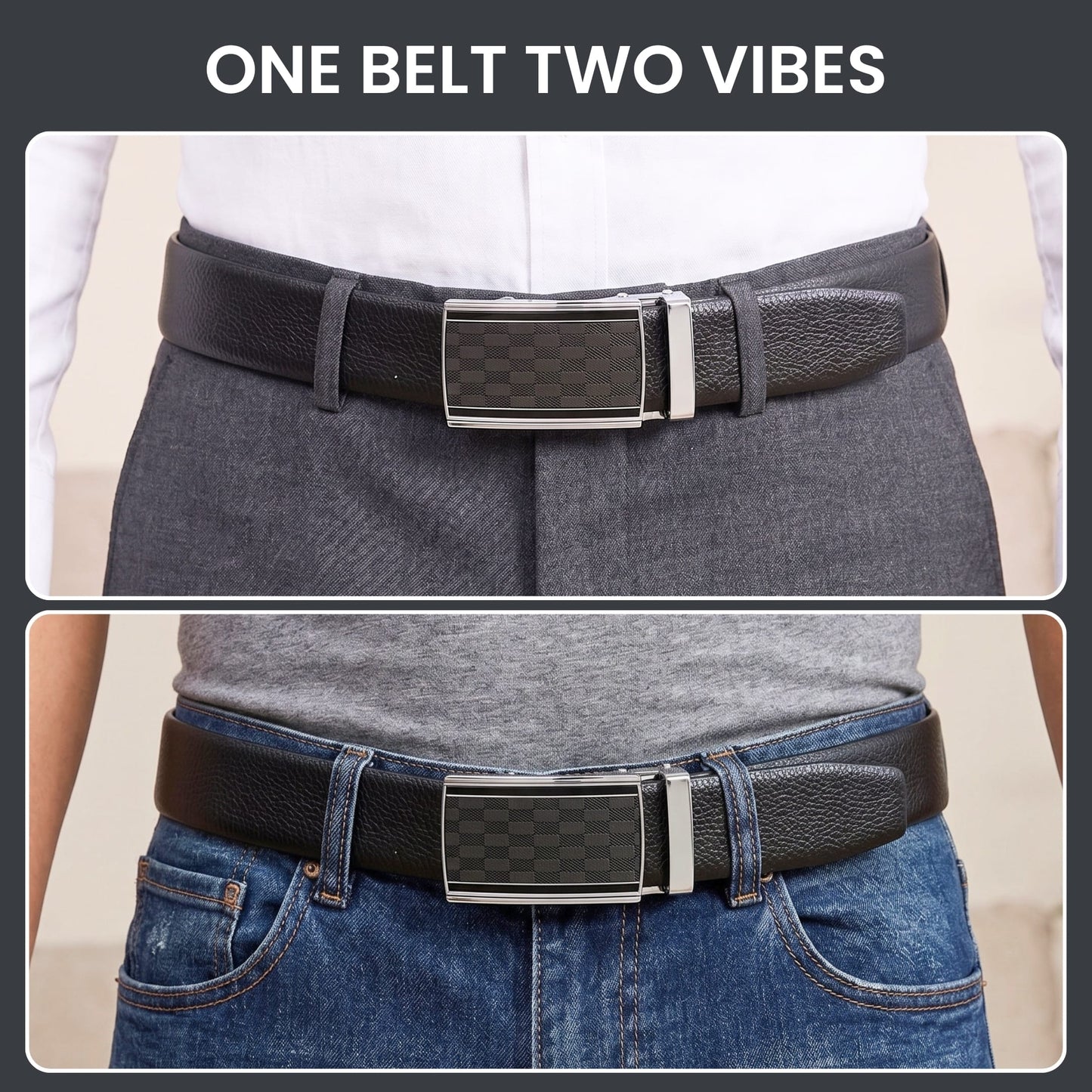THE MEN THING Leather Belts Mens Genuine Leather Belt | 2 in 1 Reversible (Black & Brown) (1 Pc.) - LUXORIC-ARKON