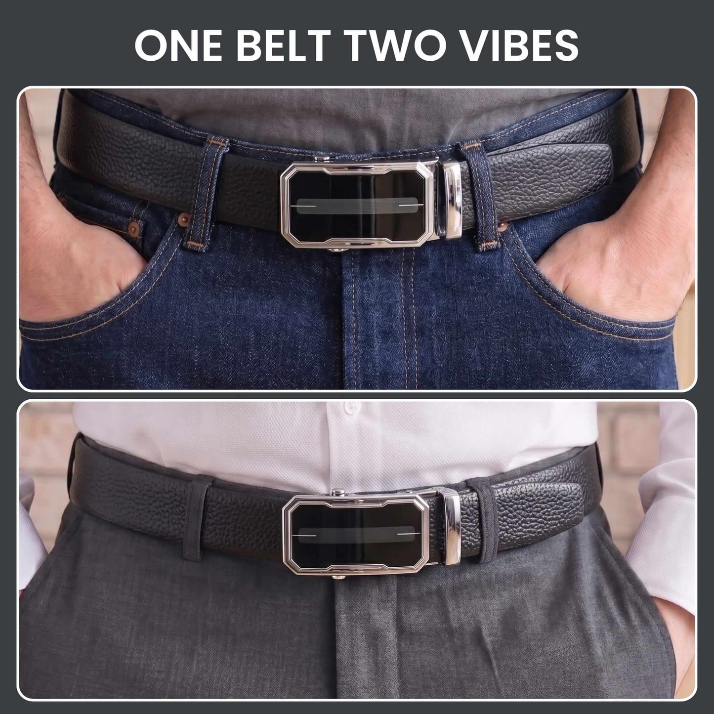 Mens Genuine Leather Belt | 2 in 1 Reversible (Black & Brown) (1 Pc.) - LUXORIC -AVENZO — Leather Belts for Men | THE MEN THING