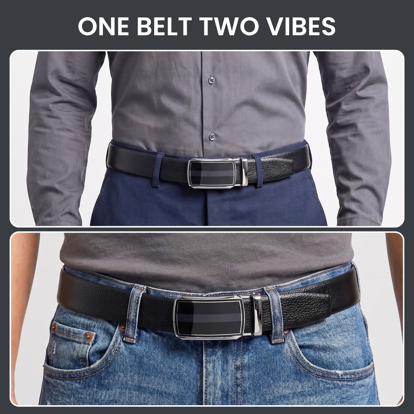 THE MEN THING Leather Belts Mens Genuine Leather Belt | 2 in 1 Reversible (Black & Brown) (1 Pc.) - LUXORIC - KLYNT