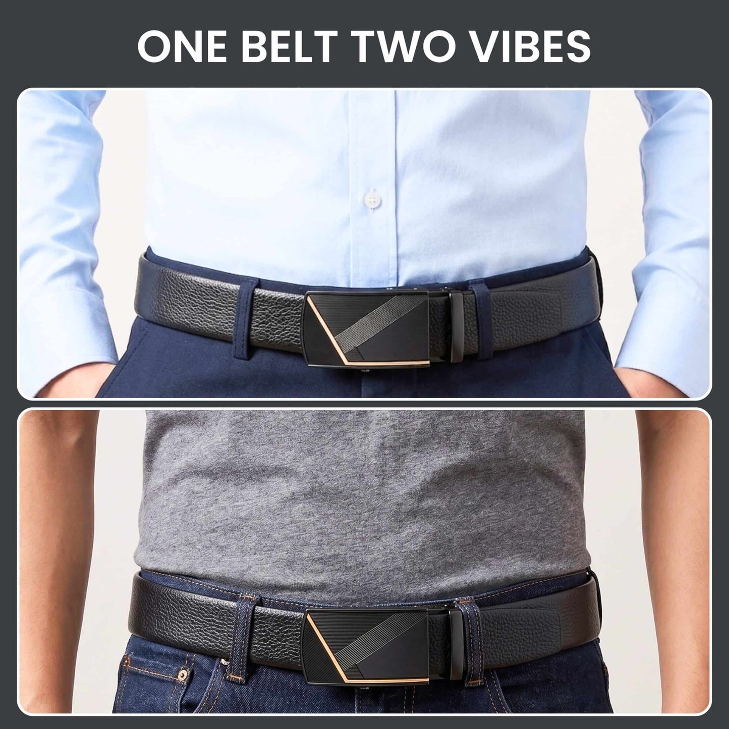 THE MEN THING Leather Belts Mens Genuine Leather Belt | 2 in 1 Reversible (Black & Brown) (1 Pc.) - LUXORIC - NOCTIS
