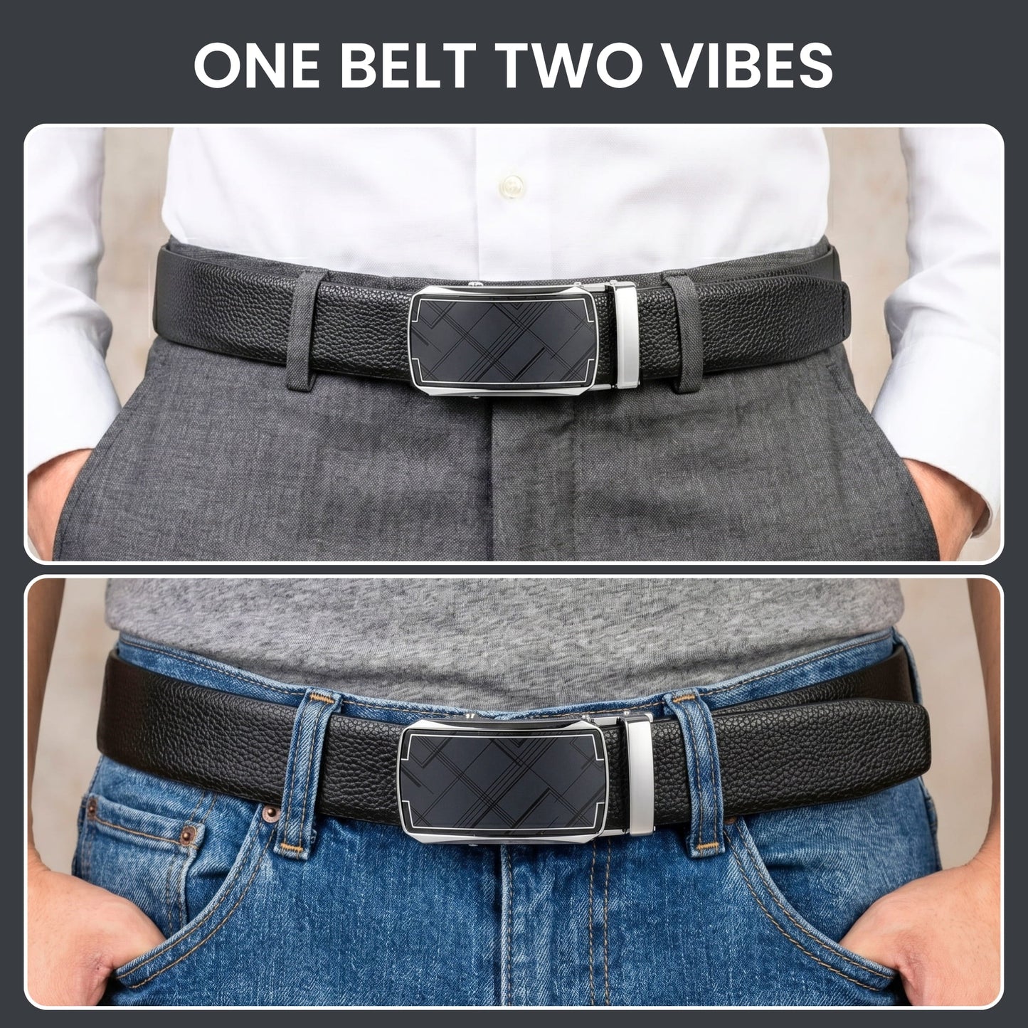THE MEN THING Leather Belts Mens Genuine Leather Belt | 2 in 1 Reversible (Black & Brown) (1 Pc.) - LUXORIC - ORLUX
