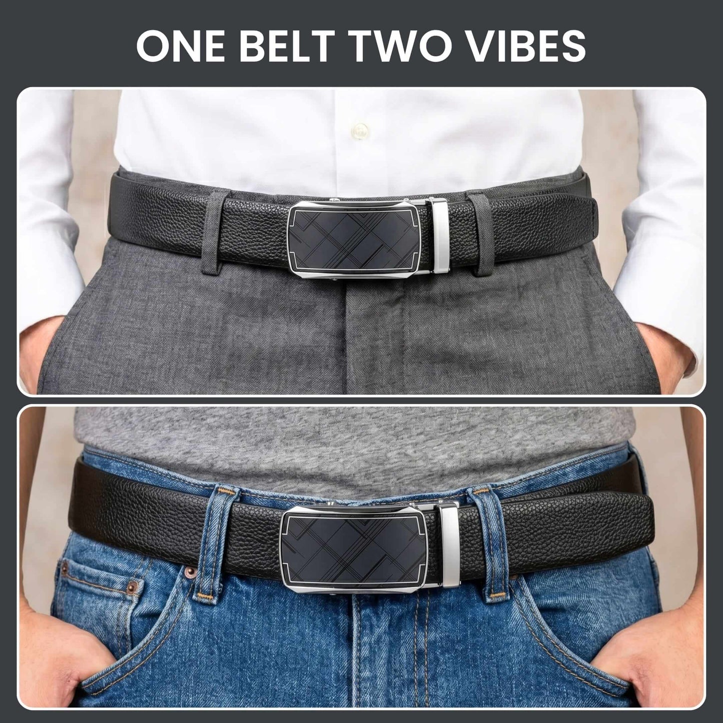 Mens Genuine Leather Belt | 2 in 1 Reversible (Black & Brown) (1 Pc.) - LUXORIC - ORLUX — Leather Belts for Men | THE MEN THING