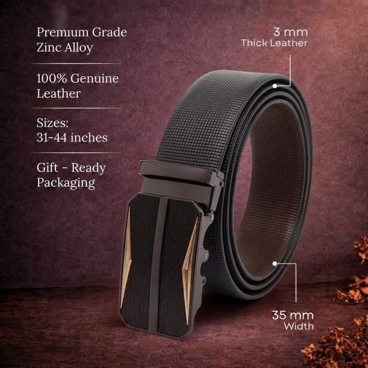 THE MEN THING Leather Belts Mens Genuine Leather Belt | 2 in 1 Reversible (Black & Brown) (1 Pc.) - NEXVIOR