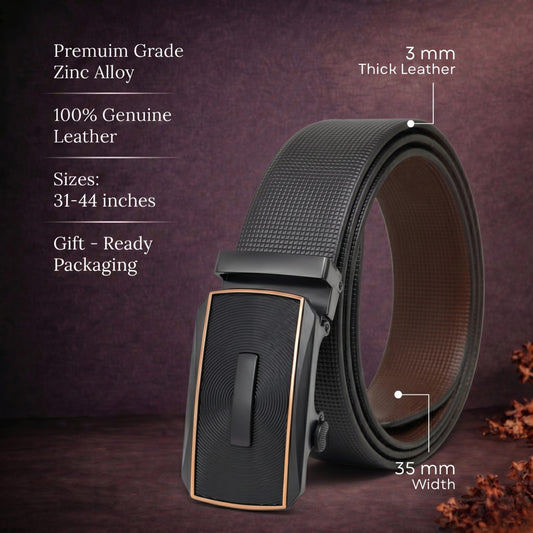 THE MEN THING Leather Belts Mens Genuine Leather Belt | 2 in 1 Reversible (Black & Brown) (1 Pc.) - NEXVIOR