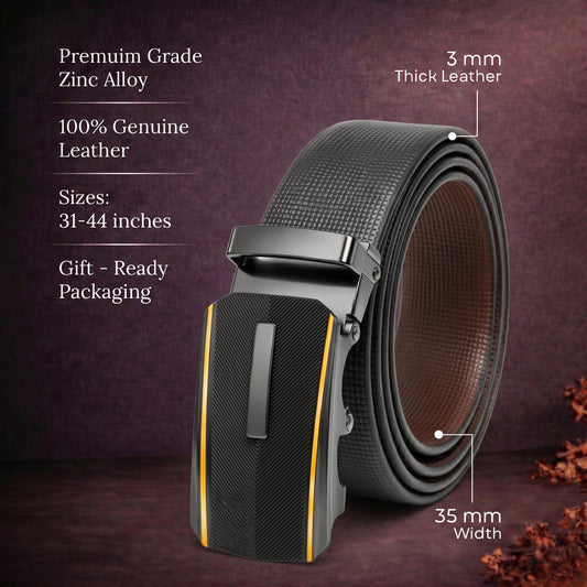 THE MEN THING Leather Belts Mens Genuine Leather Belt | 2 in 1 Reversible (Black & Brown) (1 Pc.) - NEXVIOR
