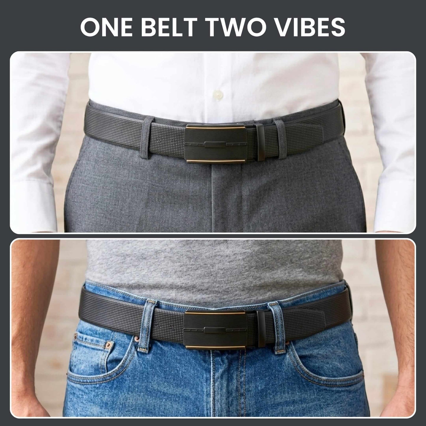 Mens 100% Genuine Leather Belt - NEXVIOR Grid-Emboss, VITARO Cross-Hatch Auto-Lock Buckle (Black & Brown Reversible) — Leather Belts for Men | THE MEN THING