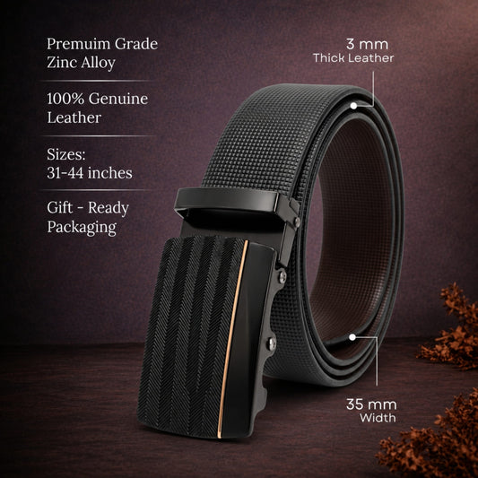 THE MEN THING Leather Belts Mens Genuine Leather Belt | 2 in 1 Reversible (Black & Brown) (1 Pc.) - NEXVIOR