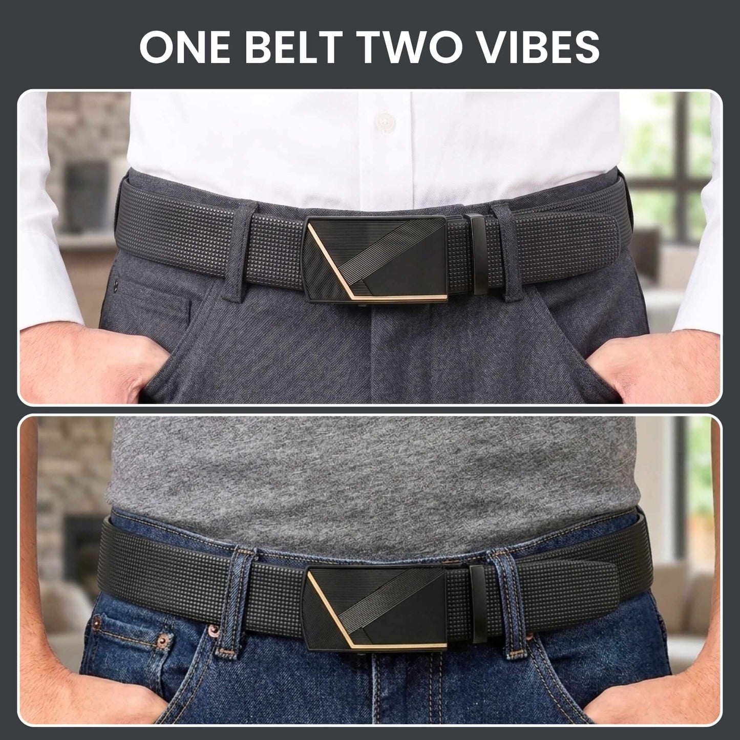 THE MEN THING Leather Belts Mens Genuine Leather Belt | 2 in 1 Reversible (Black & Brown) (1 Pc.) - NEXVIOR - NOCTIS