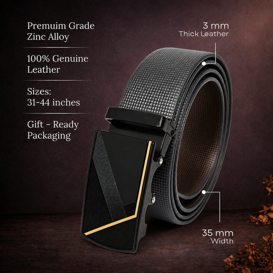 THE MEN THING Leather Belts Mens Genuine Leather Belt | 2 in 1 Reversible (Black & Brown) (1 Pc.) - NEXVIOR - NOCTIS