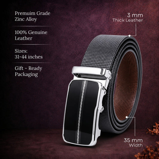 THE MEN THING Leather Belts Mens Genuine Leather Belt | 2 in 1 Reversible (Black & Brown) (1 Pc.) - NEXVIOR-ROYVIC