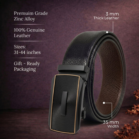 THE MEN THING Leather Belts Mens Genuine Leather Belt | 2 in 1 Reversible (Black & Brown) (1 Pc.) - REXVA