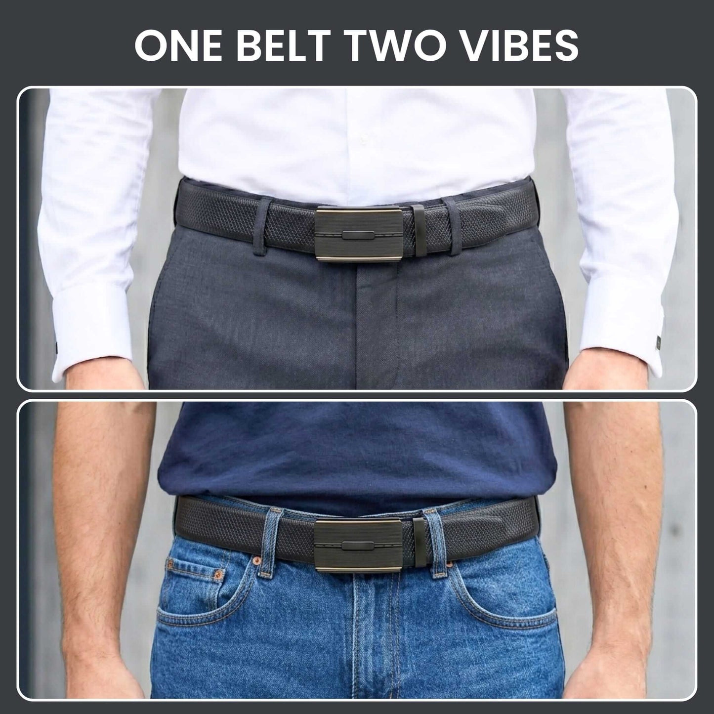 Mens 100% Genuine Leather Belt - REXVA Saffiano Texture, VITARO Cross-Hatch Auto-Lock Buckle (Black & Brown Reversible) — Leather Belts for Men | THE MEN THING