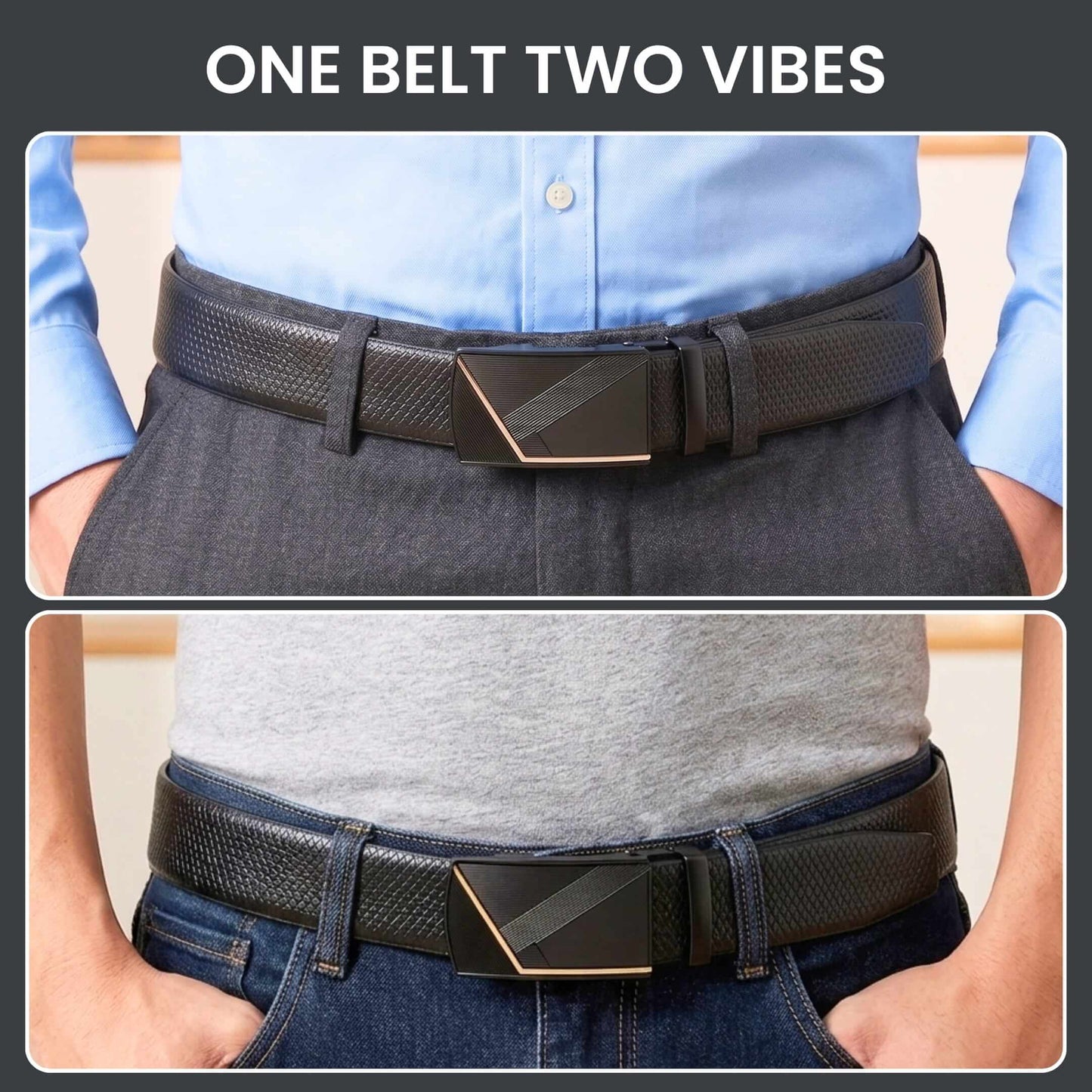 THE MEN THING Leather Belts Mens Genuine Leather Belt | 2 in 1 Reversible (Black & Brown) (1 Pc.) - REXVA - NOCTIS