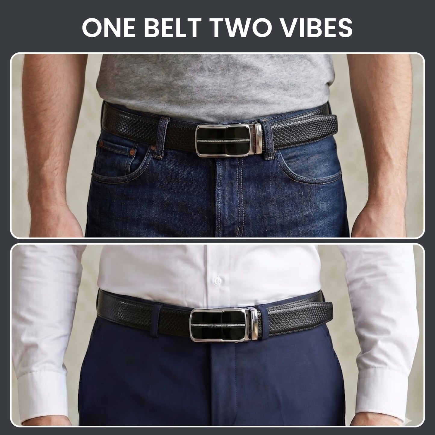 THE MEN THING Leather Belts Mens Genuine Leather Belt | 2 in 1 Reversible (Black & Brown) (1 Pc.) - REXVA-ROYVIC