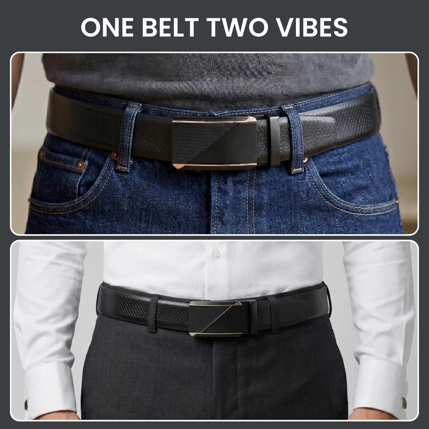 THE MEN THING Leather Belts Mens Genuine Leather Belt | 2 in 1 Reversible (Black & Brown) (1 Pc.) - REXVA -TRION