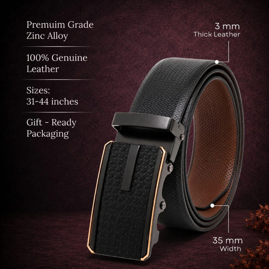 THE MEN THING Leather Belts Mens Genuine Leather Belt | 2 in 1 Reversible (Black & Brown) (1 Pc.) - SIGNORA