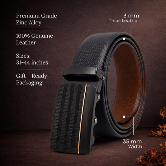 THE MEN THING Leather Belts Mens Genuine Leather Belt | 2 in 1 Reversible (Black & Brown) (1 Pc.) - SIGNORA