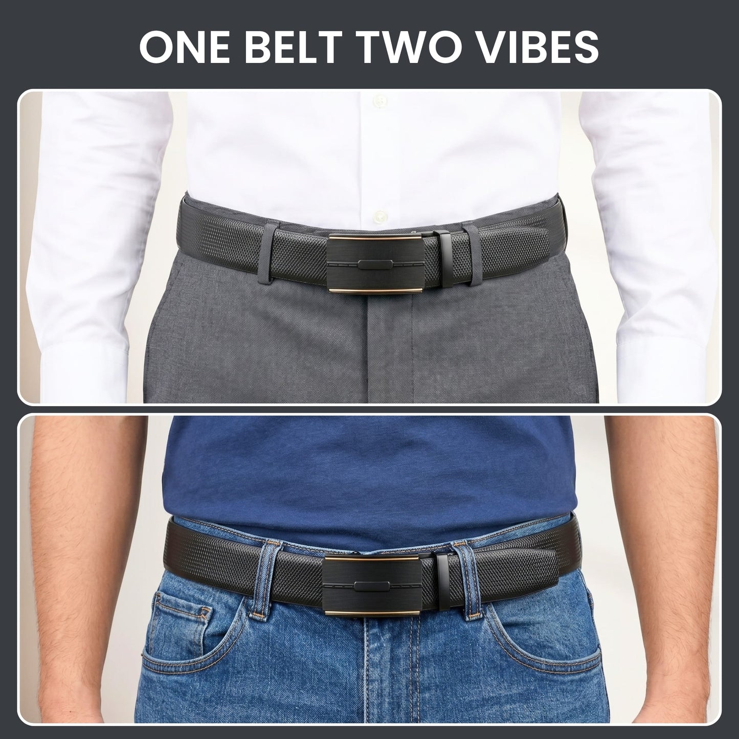 THE MEN THING Leather Belts Mens Genuine Leather Belt | 2 in 1 Reversible (Black & Brown) (1 Pc.) - SIGNORA