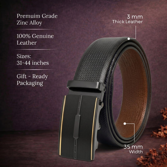 THE MEN THING Leather Belts Mens Genuine Leather Belt | 2 in 1 Reversible (Black & Brown) (1 Pc.) - SIGNORA