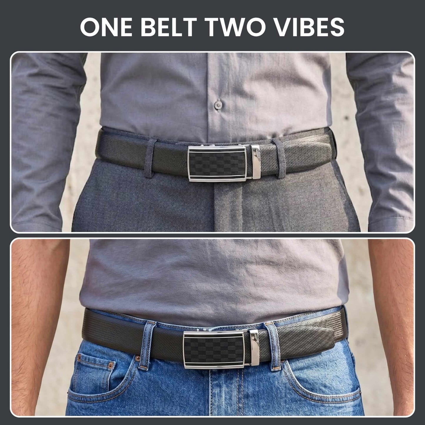 Mens 100% Genuine Leather Belt - SIGNORA Micro-Grain, ARKON Checkerboard Auto-Lock Buckle (Black & Brown Reversible) — Leather Belts for Men | THE MEN THING
