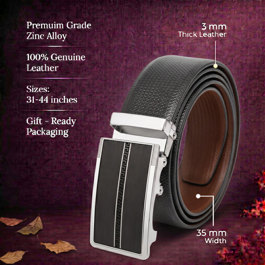 Mens Genuine Leather Belt | 2 in 1 Reversible (Black & Brown) (1 Pc.) - SIGNORA - KRONIQ — Leather Belts for Men | THE MEN THING