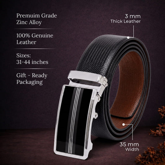 THE MEN THING Leather Belts Mens Genuine Leather Belt | 2 in 1 Reversible (Black & Brown) (1 Pc.) - SIGNORA - TREVION