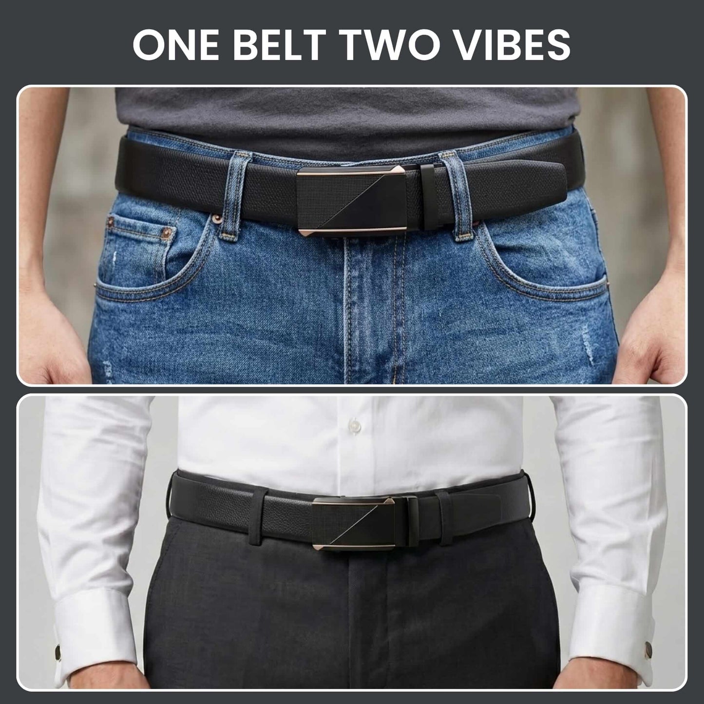 THE MEN THING Leather Belts Mens Genuine Leather Belt | 2 in 1 Reversible (Black & Brown) (1 Pc.) - SIGNORA -TRION