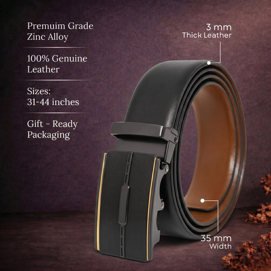 THE MEN THING Leather Belts Mens Genuine Leather Belt | 2 in 1 Reversible (Black & Brown) (1 Pc.) - VELARO