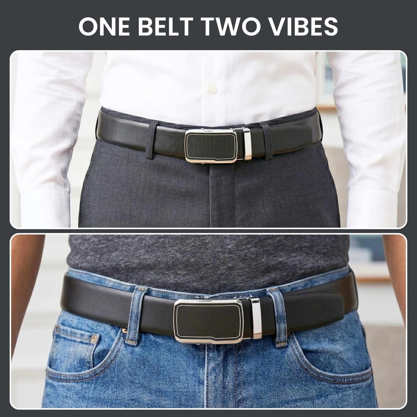 Mens 100% Genuine Leather Belt - VELARO Smooth Matte, STRYX Steel-Frame Auto-Lock Buckle (Black & Brown Reversible) — Leather Belts for Men | THE MEN THING