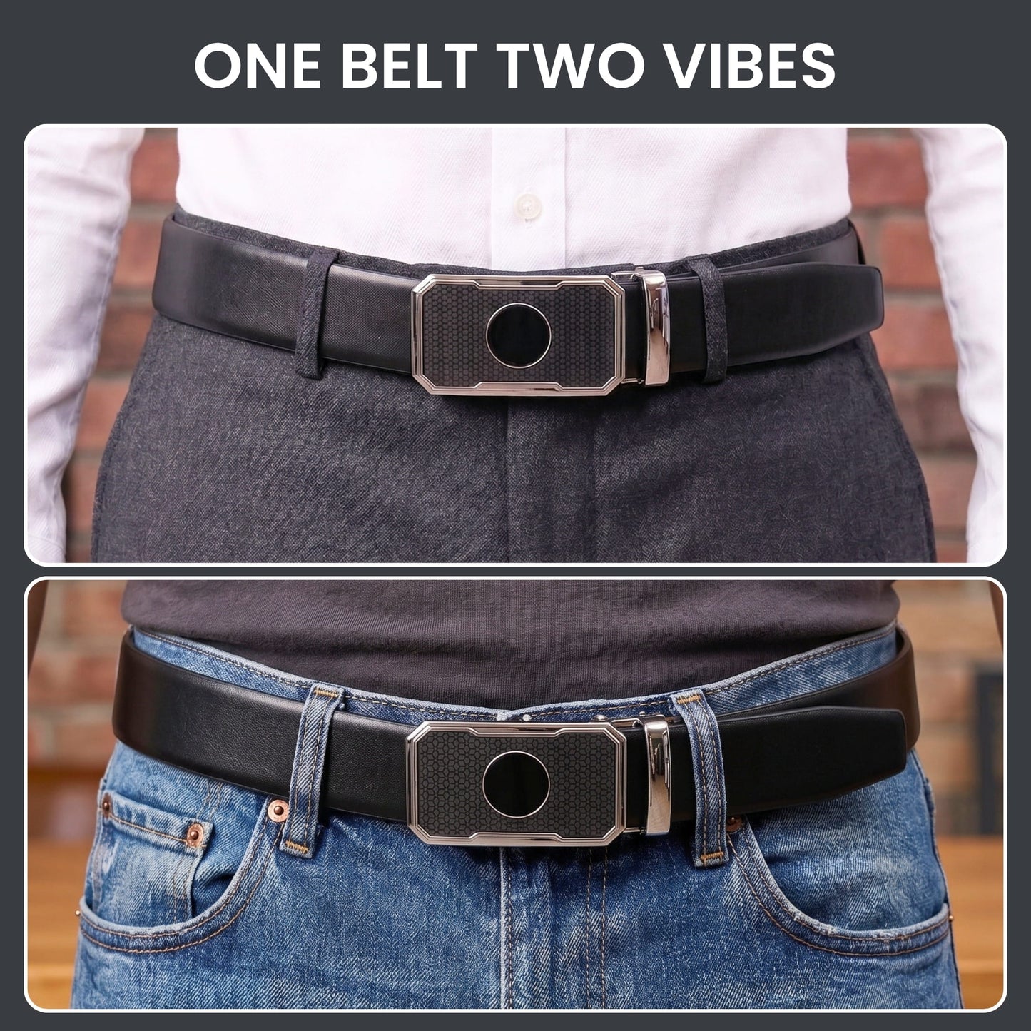 THE MEN THING Leather Belts Mens Genuine Leather Belt | 2 in 1 Reversible (Black & Brown) (1 Pc.) - VELARO - MONTREX