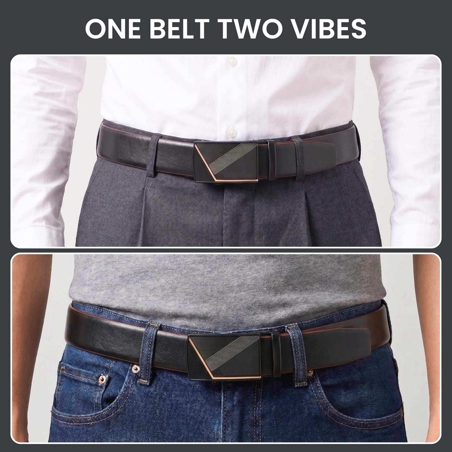 THE MEN THING Leather Belts Mens Genuine Leather Belt | 2 in 1 Reversible (Black & Brown) (1 Pc.) - VELARO - NOCTIS