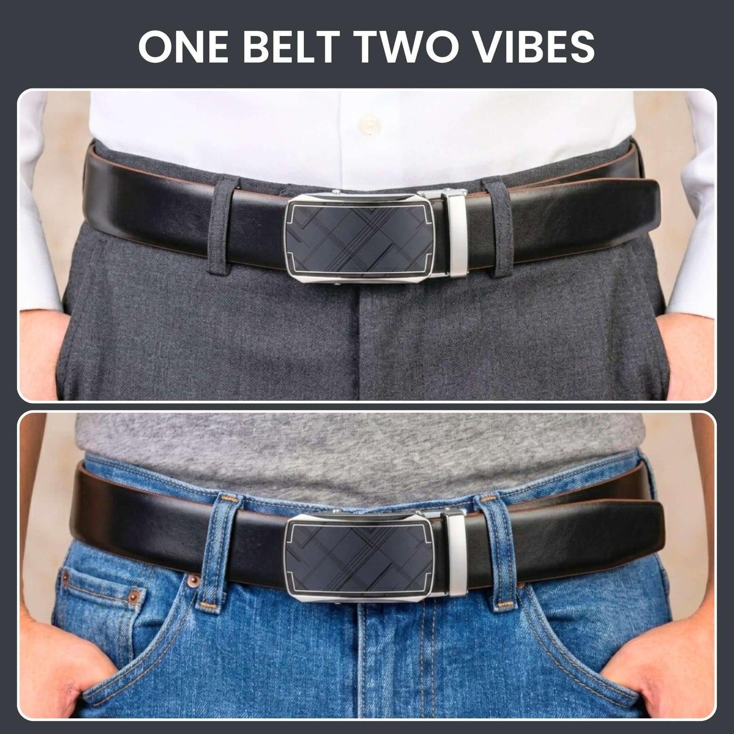 Mens Genuine Leather Belt | 2 in 1 Reversible (Black & Brown) (1 Pc.) - VELARO - ORLUX — Leather Belts for Men | THE MEN THING