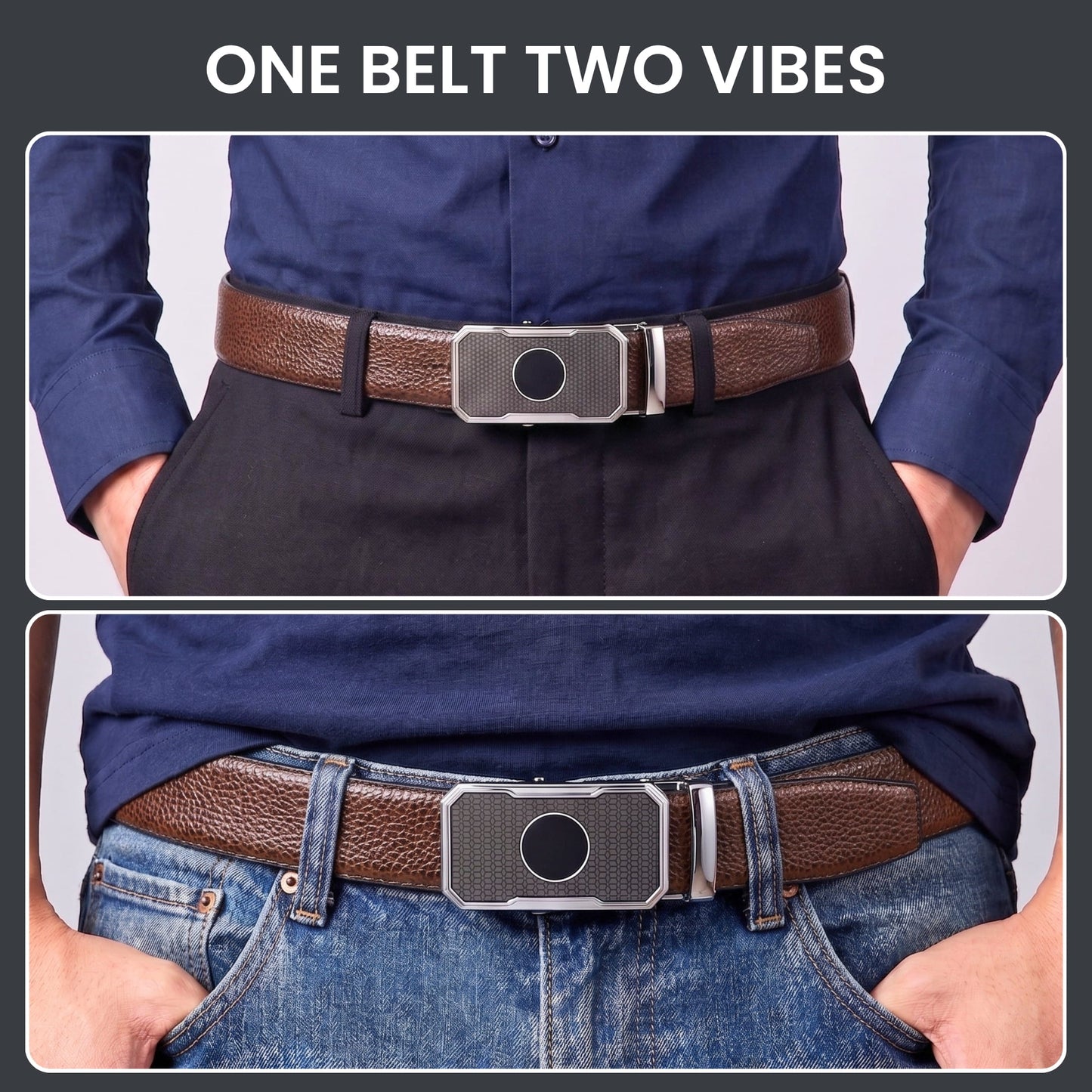 THE MEN THING Leather Belts Mens Genuine Leather Belt | 2 in 1 Reversible (Brown & Black) (1 Pc.) - LUXORIC - MONTREX