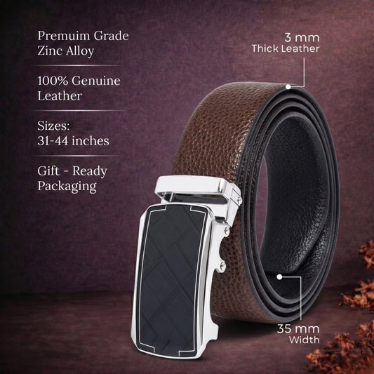 Mens Genuine Leather Belt | 2 in 1 Reversible (Brown & Black) (1 Pc.) - LUXORIC - ORLUX — Leather Belts for Men | THE MEN THING