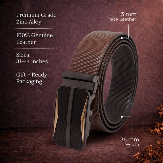 THE MEN THING Leather Belts Mens Genuine Leather Belt | 2 in 1 Reversible (Brown & Black) (1 Pc.) - NEXVIOR