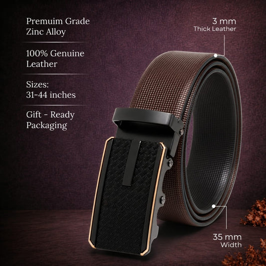 THE MEN THING Leather Belts Mens Genuine Leather Belt | 2 in 1 Reversible (Brown & Black) (1 Pc.) - NEXVIOR