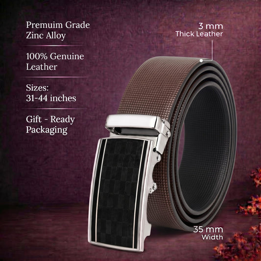 THE MEN THING Leather Belts Mens Genuine Leather Belt | 2 in 1 Reversible (Brown & Black) (1 Pc.) - NEXVIOR-ARKON