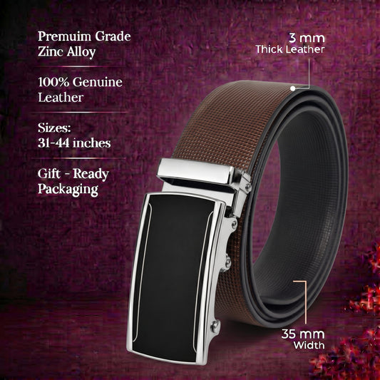 Mens Genuine Leather Belt | 2 in 1 Reversible (Brown & Black) (1 Pc.) - NEXVIOR - VELMIR — Leather Belts for Men | THE MEN THING
