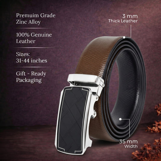 Mens Genuine Leather Belt | 2 in 1 Reversible (Brown & Black) (1 Pc.) - REXVA - ORLUX — Leather Belts for Men | THE MEN THING